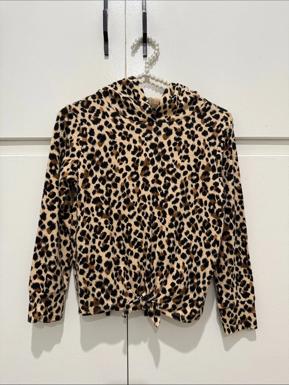 Old Navy Leopard Print Hooded Top in Tan and Black